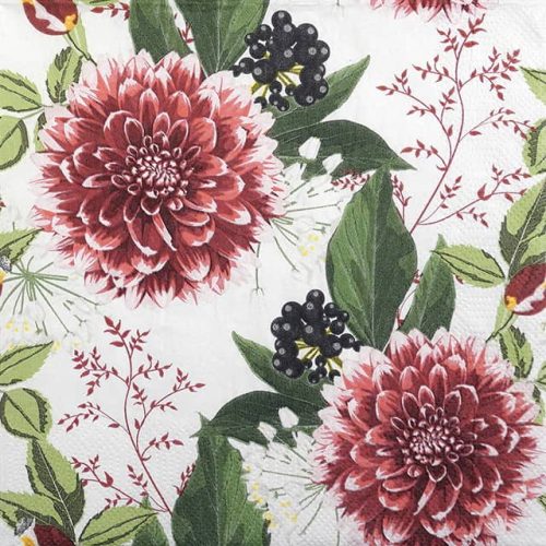 Paper Napkin - Burgundy Dahlia Flowers