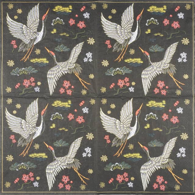 Paper Napkin - Embroidered Cranes