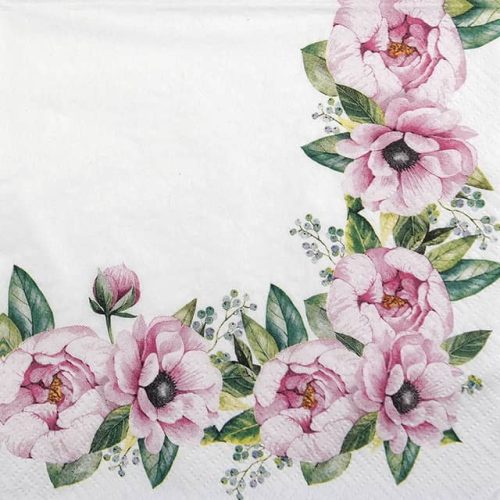 Paper Napkin Pink Floral Border