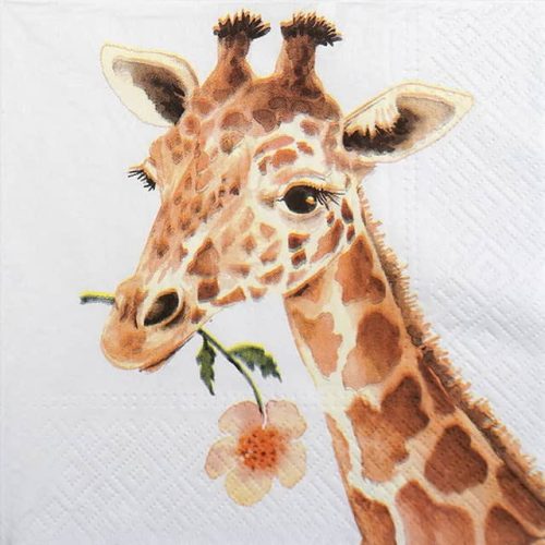 Paper Napkin - Giraffe with Flower