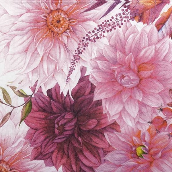 Paper Napkin - dahlia flower burgundy