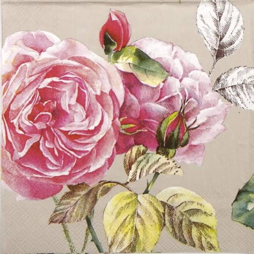 Single Decoupage Napkin - Tea Rose linen