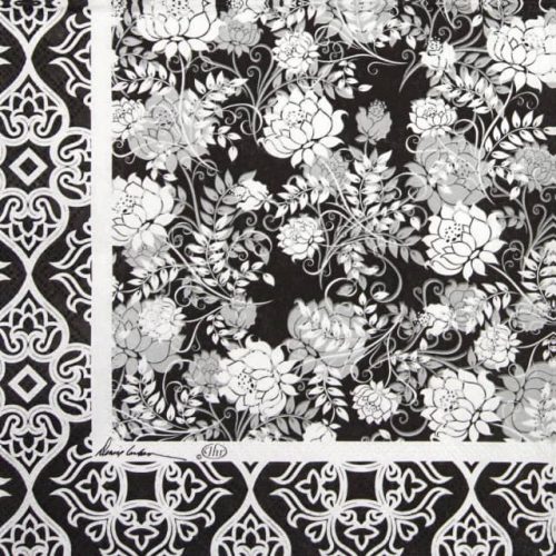 Paper napkin IHR classic garden black 803307 quarter