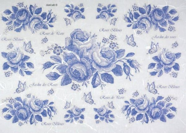 Rice Paper - Blue Roses