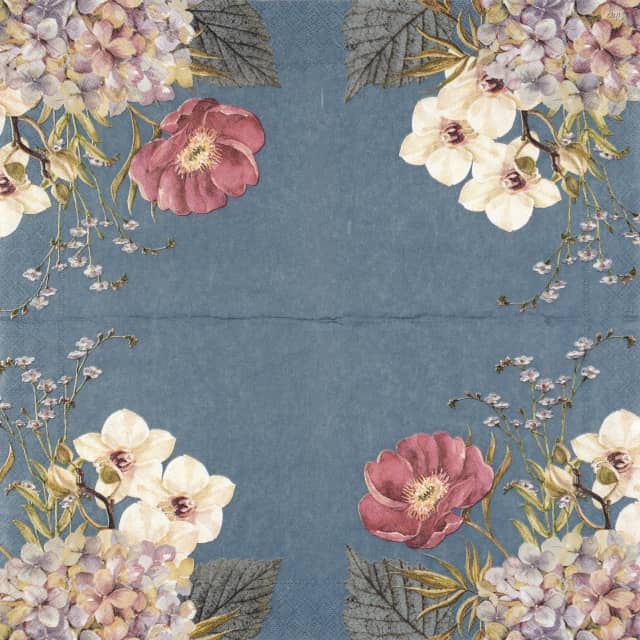 Paper Napkin - Belles Fleurs blue
