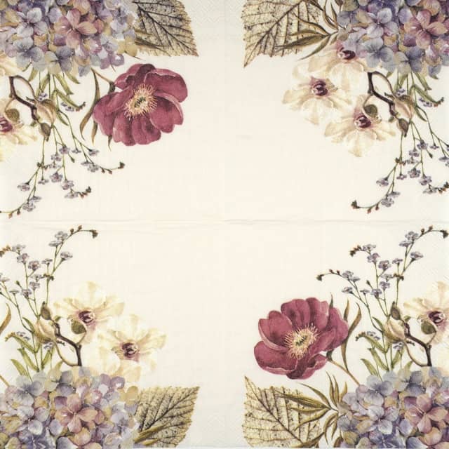 Paper Napkin - Belles Fleurs cream