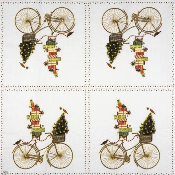 Paper Napkin - Nostalgic Bicycle with Chrsitmas tree