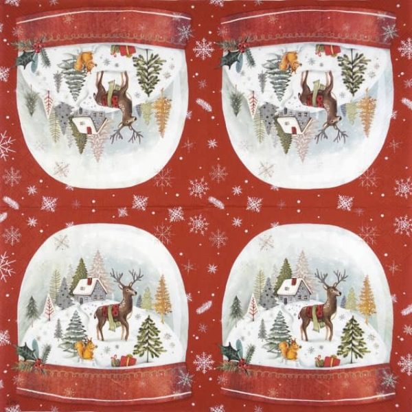 Paper Napkin - Snow Globe red