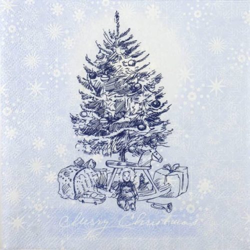 Paper Napkin - Blue Christmas Tree