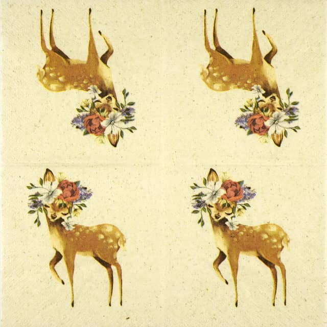 Paper Napkin - Cute Deer with flowers