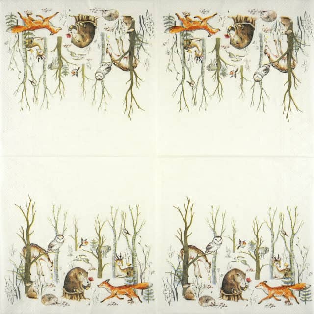 Paper Napkin -Winter Forest and animals
