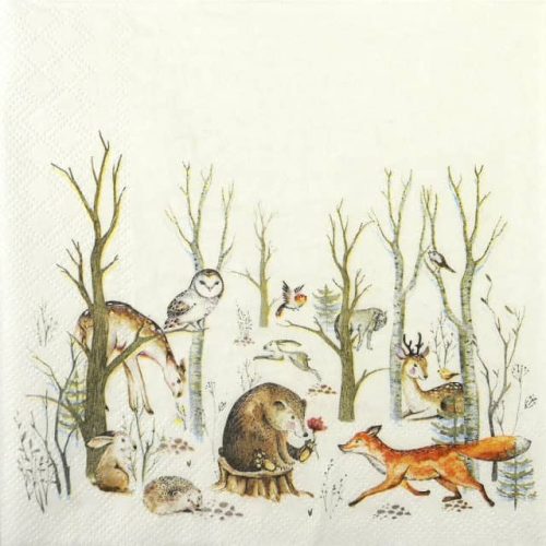 Paper Napkin -Winter Forest and animals
