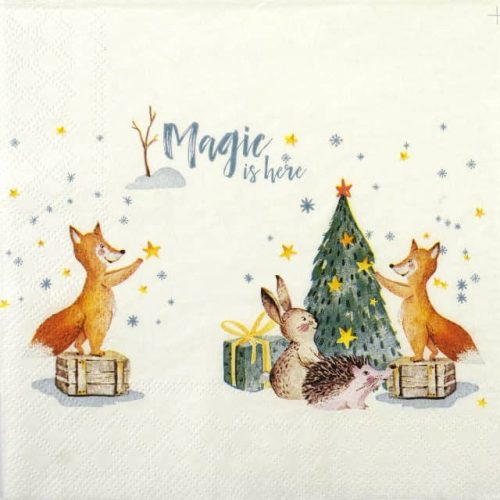 Paper Napkin - Animals around the Christmas tree