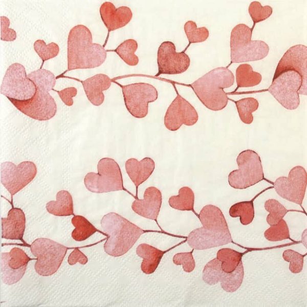 Paper Napkin - Red hearts pattern