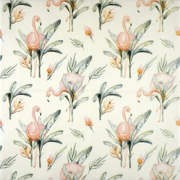 Paper Napkin - Tropical paradise with a flamingo