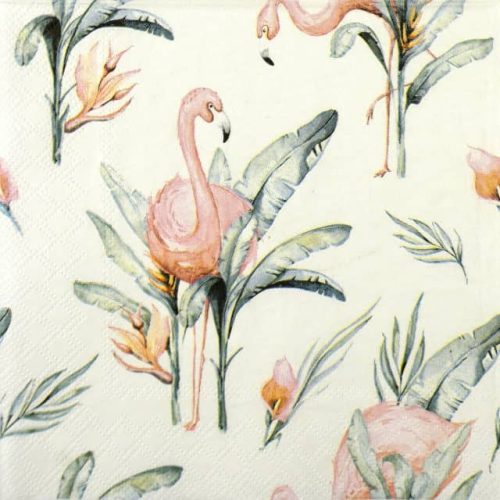 Paper Napkin - Tropical paradise with a flamingo