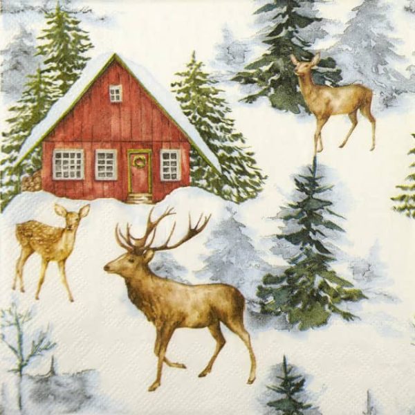 Paper Napkin - Winter Landscape with deer