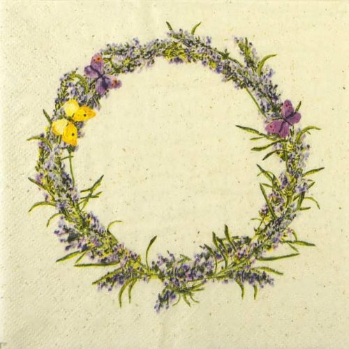 Paper Napkin - Lavender wreath with butterflies