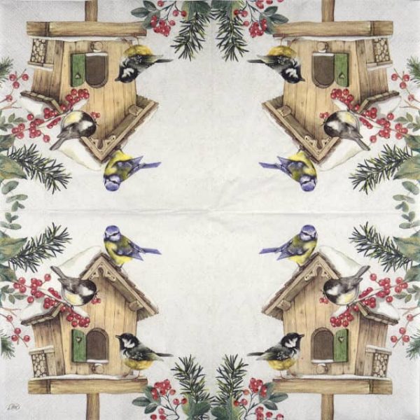 Paper Napkin - Birds Meeting Point cream