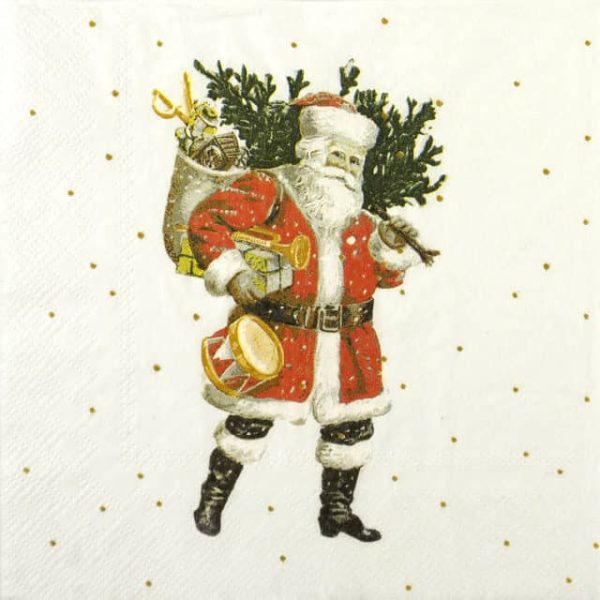 Paper Napkin - Nostalgic Santa gold