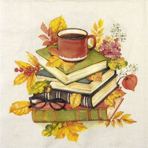 Paper Napkin Book and autumn leaves