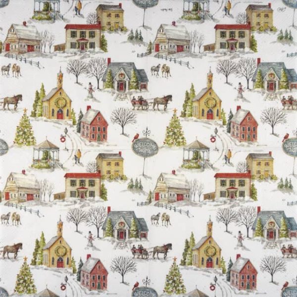 Paper Napkin - Snowy Village