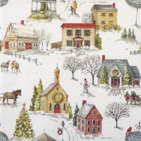 Paper Napkin - Snowy Village