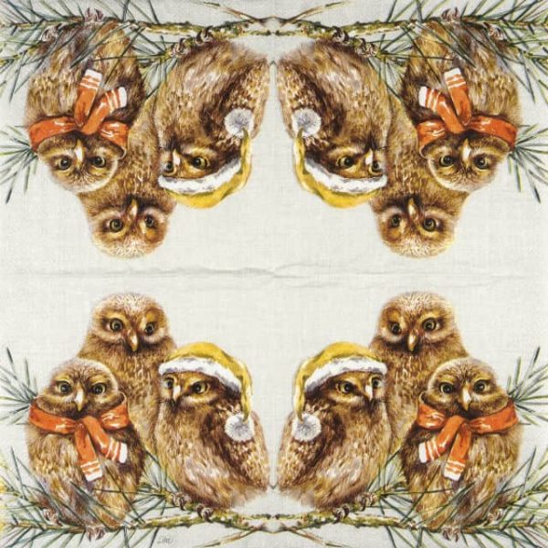 Paper Napkin - Winter Owls cream