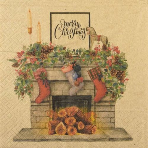 Paper Napkin - Christmas Fireplace