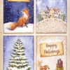 Stamperia Rice Paper A4 - Winter Valley 4 Cards Fox DFSA4802