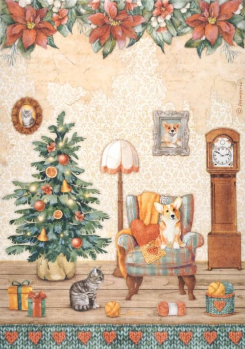 Stamperia Rice Paper A4 - All Around Christmas Sweet Room DFSA4807
