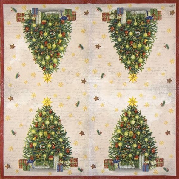 Paper Napkins - Festive Tree cream (20 pieces)