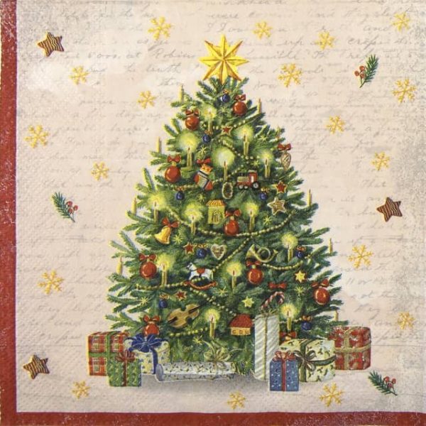 Paper Napkins - Festive Tree cream (20 pieces)