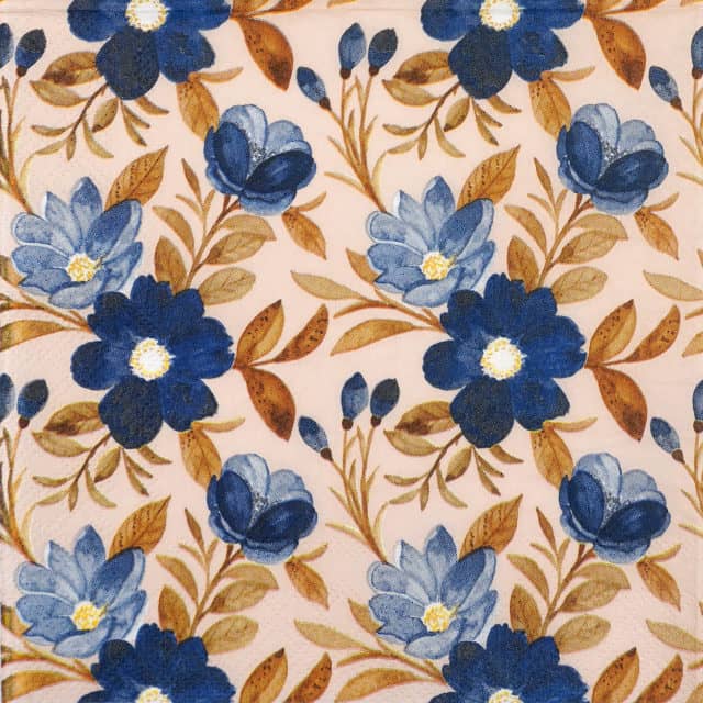 Paper Napkin - Blue Floral Pattern