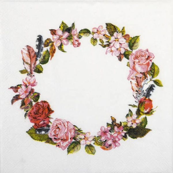 Paper Napkin - Romantic Rose Wreath