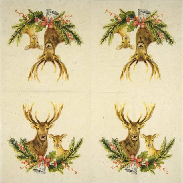 Paper Napkin - Traditional Christmas with deer