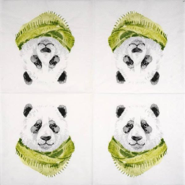 Paper Napkin - Winter Panda Bear