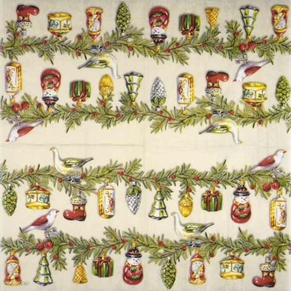 Paper Napkin - Christmas Garland cream