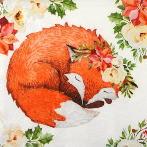 Paper Napkin - Floral Fox