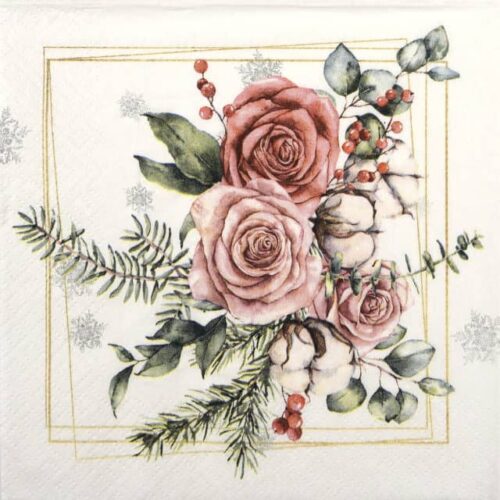 Paper Napkin - Christmas rose bouquet