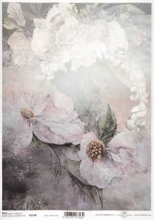 Rice Paper Decoupage - Aquarelle Flowers - R2148