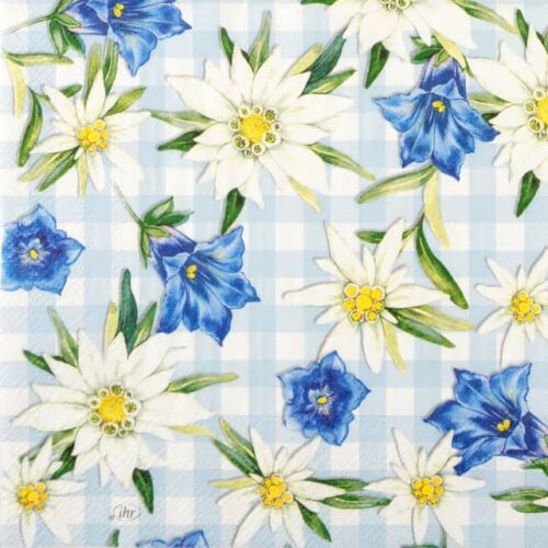 Paper Napkin - Edelweiss and Gentian light blue