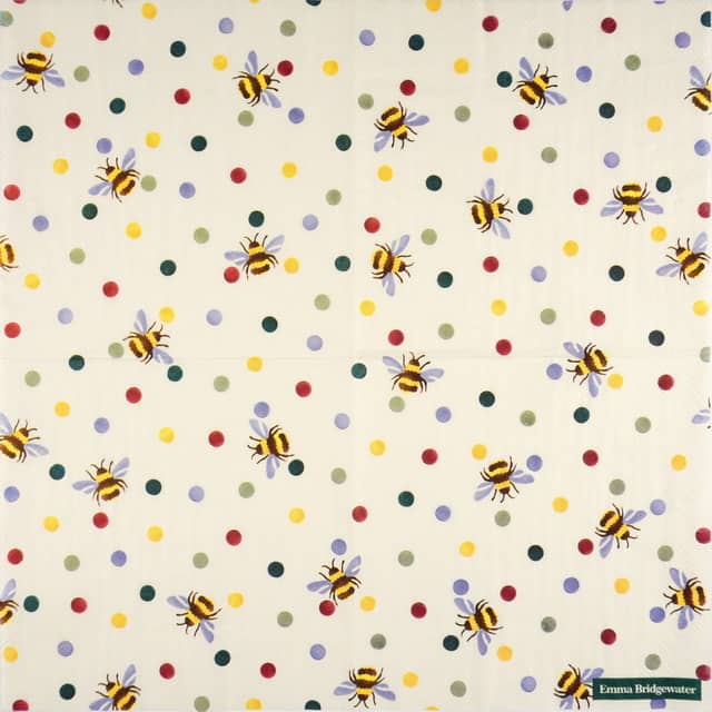 Paper Napkin - Bumble Bee and Polka dots cream