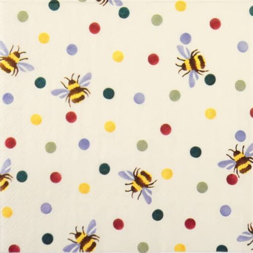 Paper Napkin - Bumble Bee and Polka dots cream