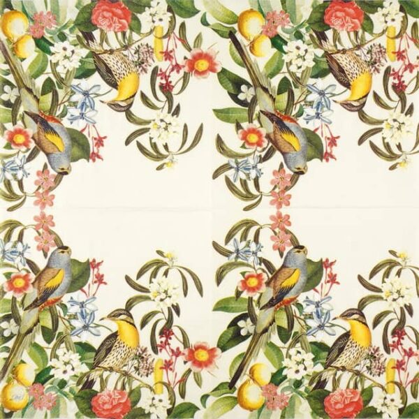 Paper Napkin - Jungle Birds cream