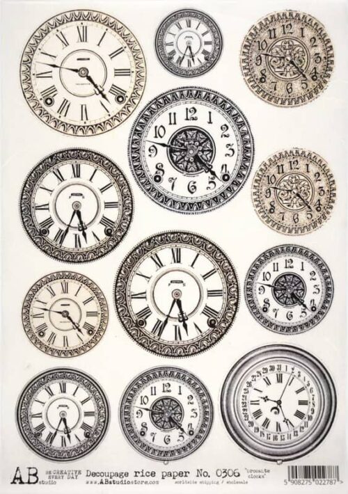 Decoupage Rice Paper A/4 - Clocks - 0306