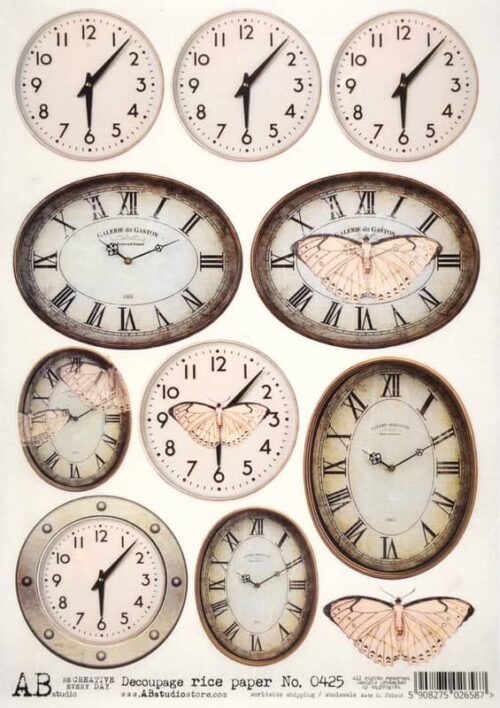 Decoupage Rice Paper A/4 - Clocks - 0425