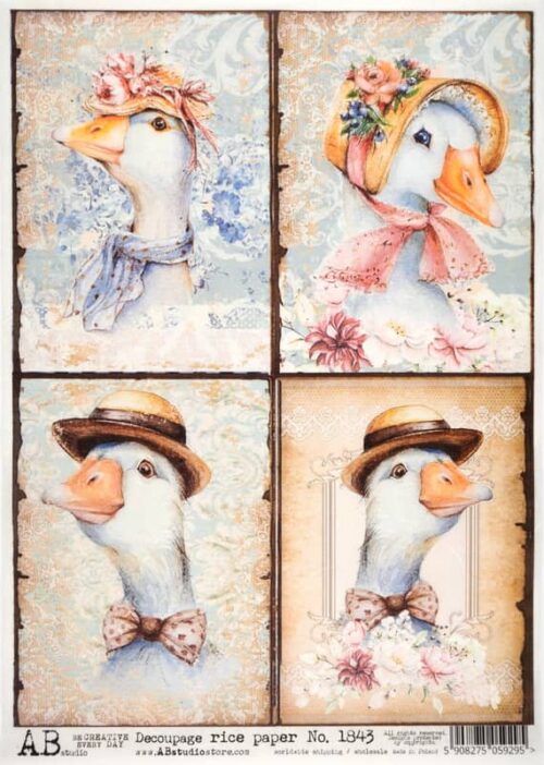Decoupage Rice Paper A/4 - Duck Hat Fashion - 1843