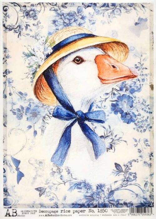 Decoupage Rice Paper A/4 - Duck Hat Fashion - 1850