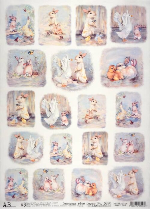 Decoupage Rice Paper A/3 - Bunny and Friends small - 3690